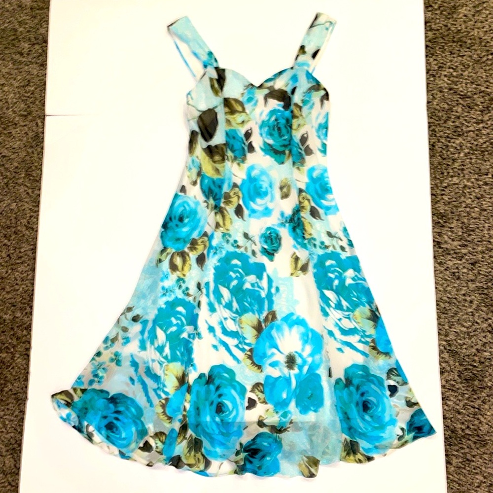 🔼 Connected Apparel  (10)  A-Line Tea-Length Dress Lined Over-Head Light chiffon